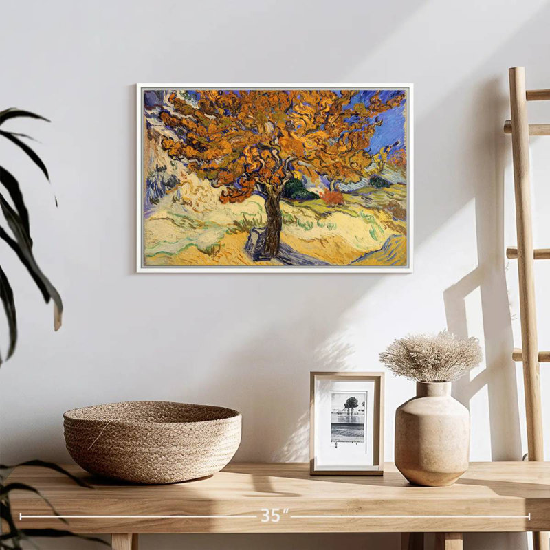 Le mûrier, 19 po x 13 po, Cadre flottant blanc