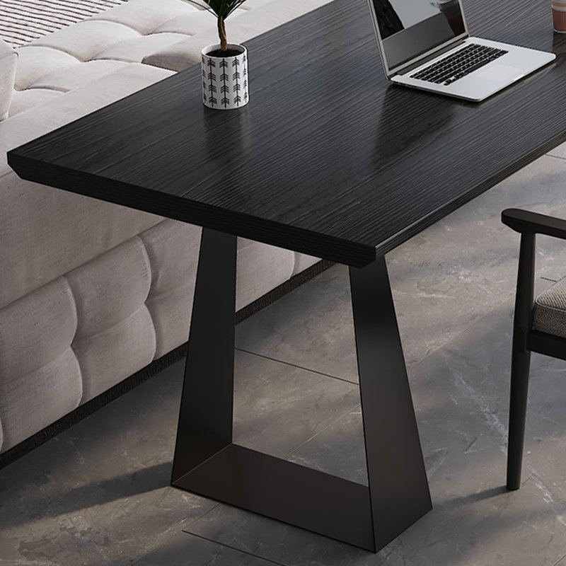 Bureau rectangulaire en bois massif noir et acier au carbone noir, H 29,53 po x l 78,74 po x P 23,62 po