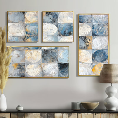 Carreaux contrastants de Boho I - art mural géométrique 4 pièces