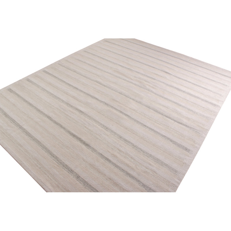 Scandinavian Wool Striped Area Rug, Rectangle 10' x 14'