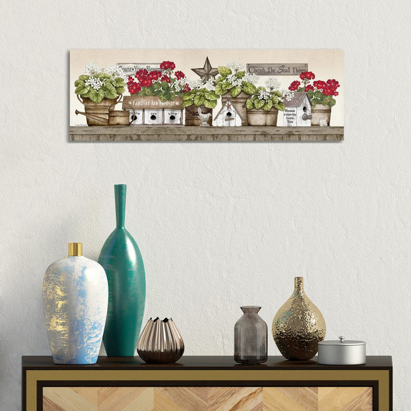 Geranium Shelf by Linda Spivey - Panoramic Gallery-Wrapped Canvas Giclée on Canvas, Canvas