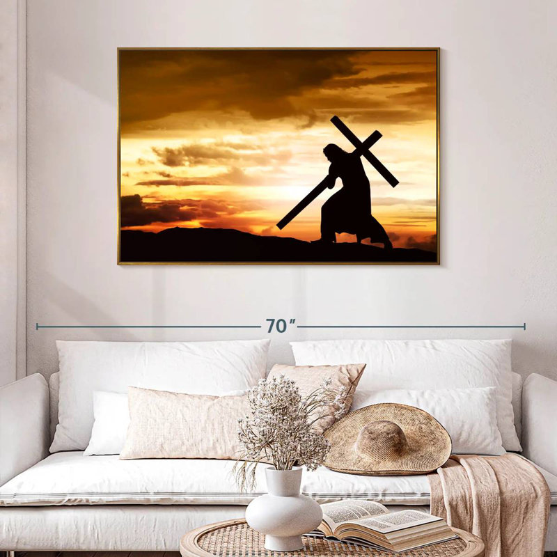 Jésus-Christ, 46 po x 31 po, Cadre flottant doré