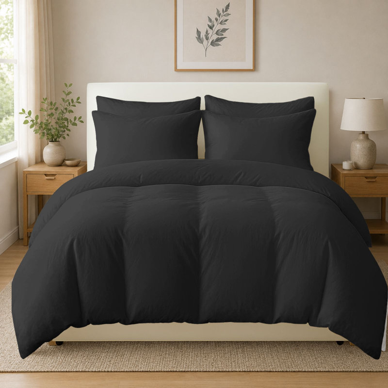 Cotton Bedding, Single (135cm x 200cm), Black