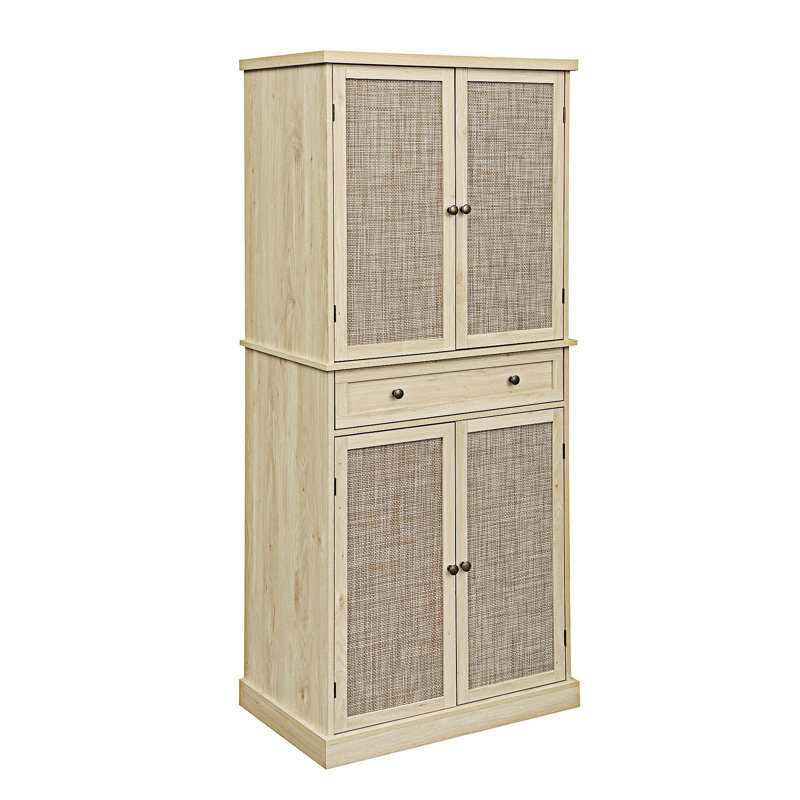 Four-Door Cabinet With Adjustable Inner Shelves, Natural