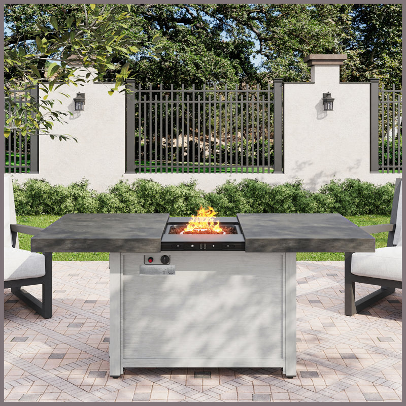 Table rectangulaire de foyer d'extérieur en aluminium au propane 40000 BTU pour la cour extérieure