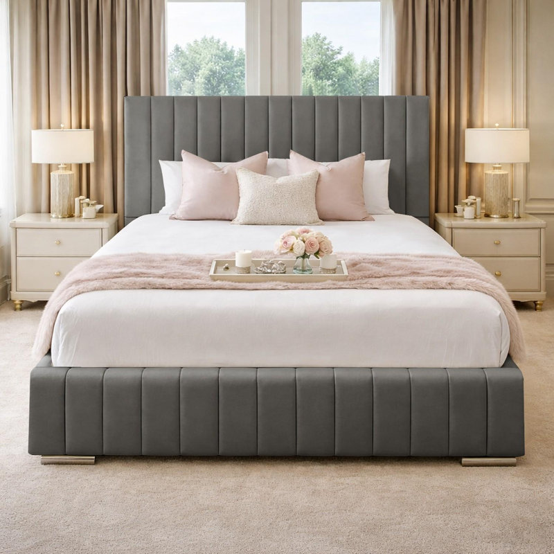 Upholstered Bed, Single (3'), Gray