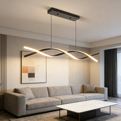 Modern LED Pendant Light With Remote Control, Adjustable Color Temperature 3300K-6500K & Dimmable Brightness, Aluminum Hanging Fixture For Kitchen Island, Dining Room, Office