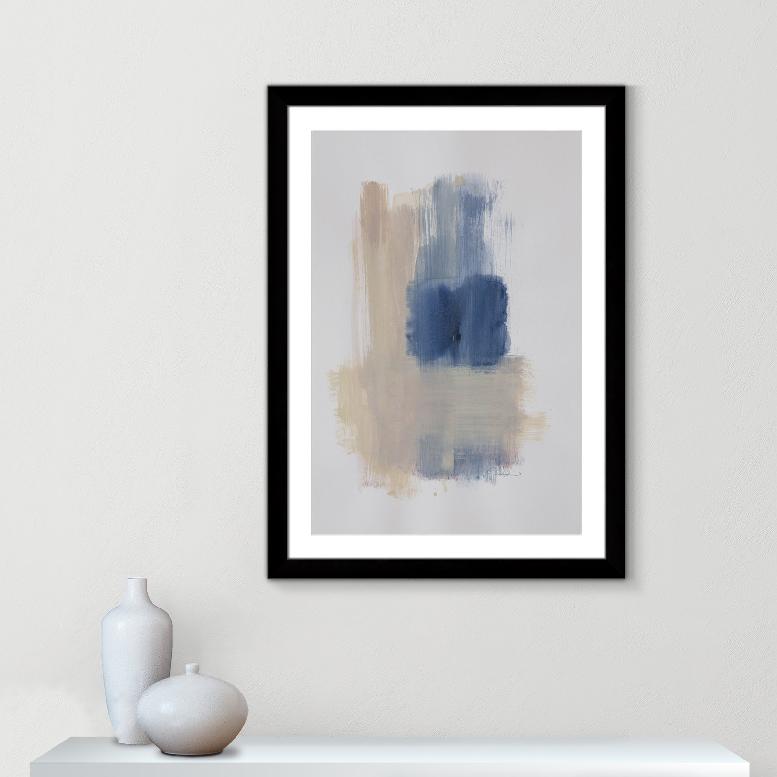 Esmeray "Powder Room Wash III" Print, 37" H x 27" W x 1.25" D, Black Cube Frame Matted