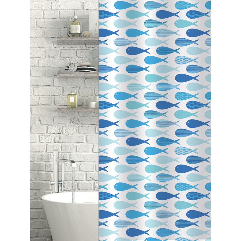 Aquarium White & Blue Shower Curtain