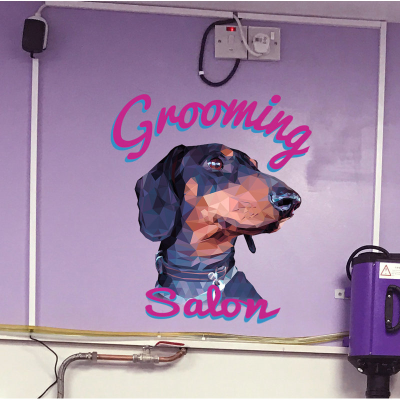 Adhésif décoratif polygonale chien teckel, H 22 po x l 22 po