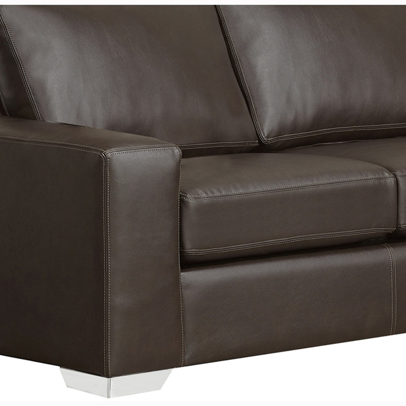 Crooke Upholstered U-Shaped Sectional Left Hand Facing, Chocolate Genuine Leather