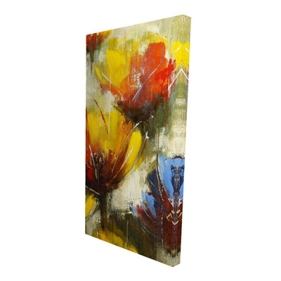Fleurs jaunes texturées - décor floral contemporain sur toile