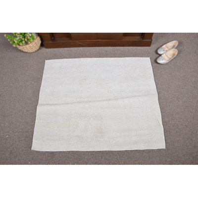 Tapis en chanvre turc Oushak tissé à la main: petit tapis blanc et tapis