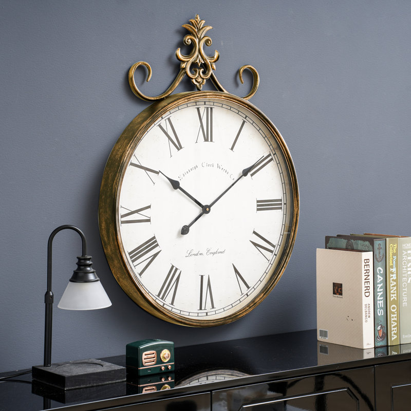 Alexandros Wall Clock Metal Antique-gold Accent Clock, 51 x 70cm