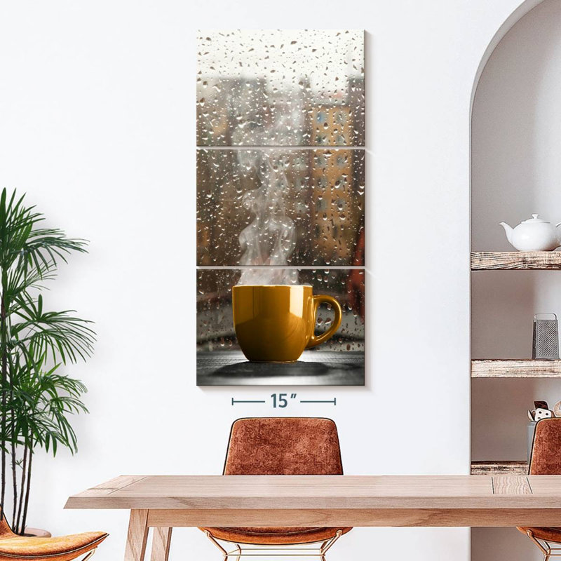 «Morning Cup Of Coffee On Canvas», ensemble de 3 pièces, H 52 po x l 24 po x P 1,25 po