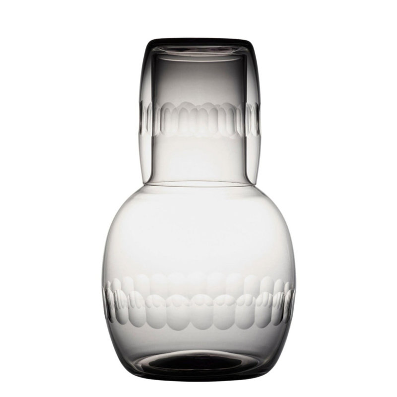 2 - Piece Crystal Carafe Set, Clear/Black