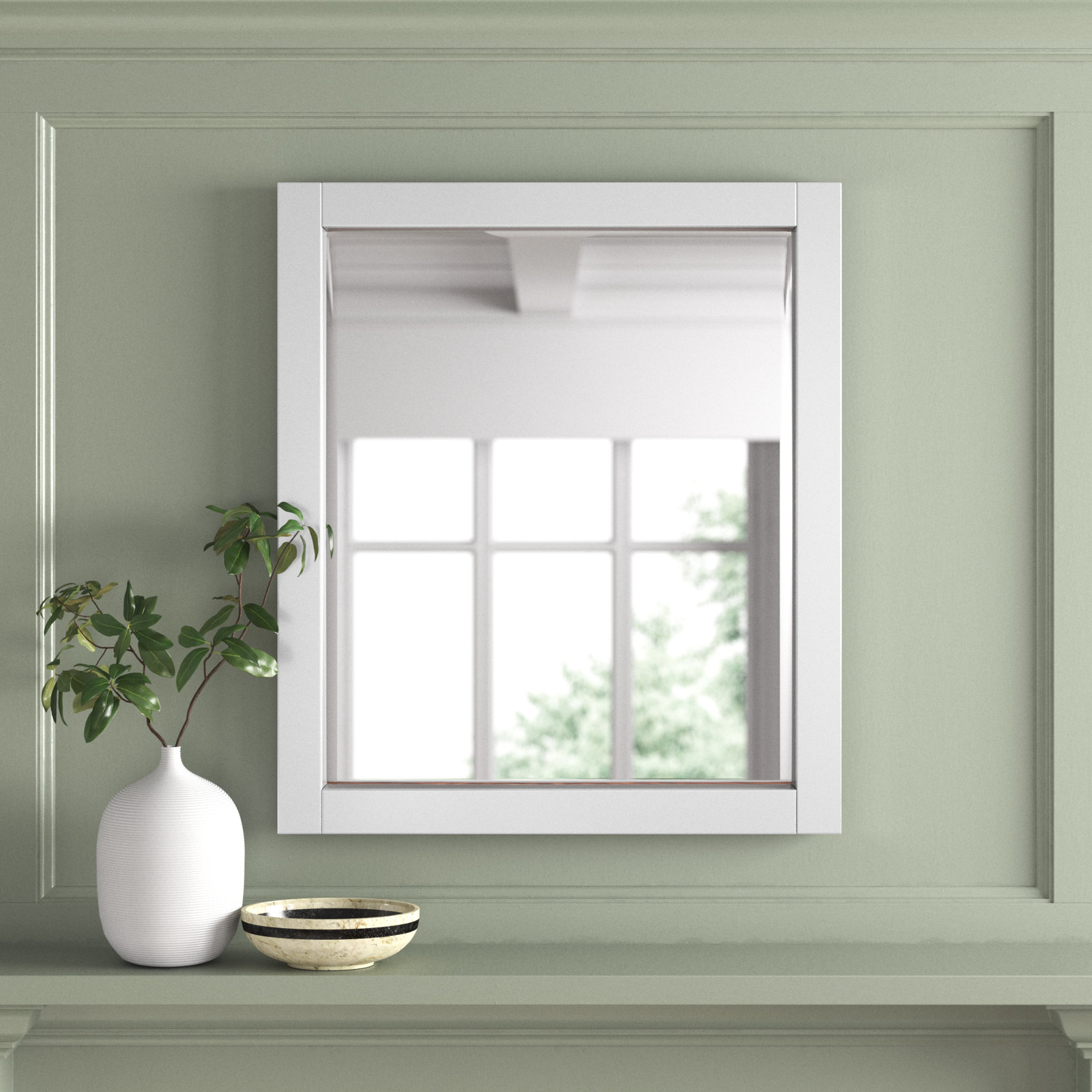 Keira 28" Beveled Vanity Mirror, White
