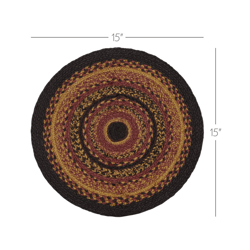 Heritage Farms Black and Burgundy Jute Round Trivet