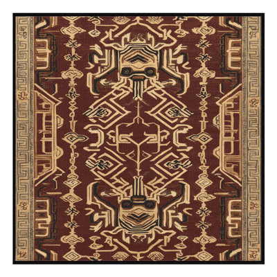 Tapis art déco brun lavable à la machine