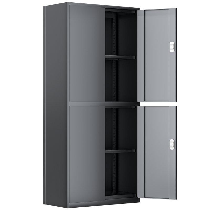 Metal Storage Cabinets With Lock, Gray