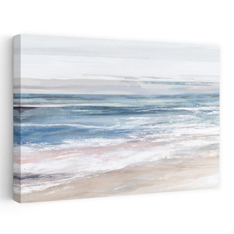 Azur Riviera I, art côtier contemporain serein abstrait, H 32 po x l 48 po