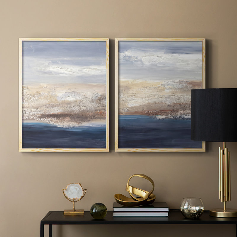 «Tidal Seafoam Horizon I», reproduction encadrée de qualité supérieure - prête à être accrochée - aucun clou requis - aucun clou requis
