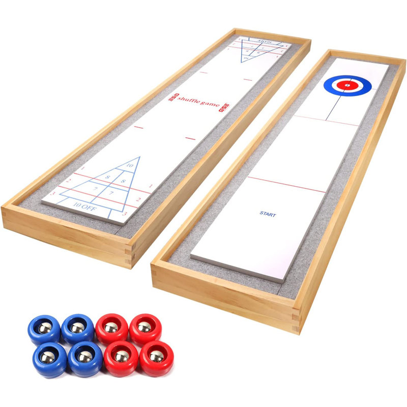Ensemble de jeu de palets et de jeu de galets en bois GSE 2 en 1 avec 8 rouleaux