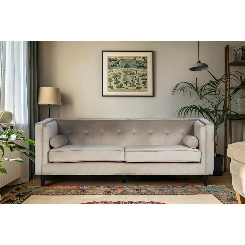 Lilith 3 Seater Velvet Sofa, Mink