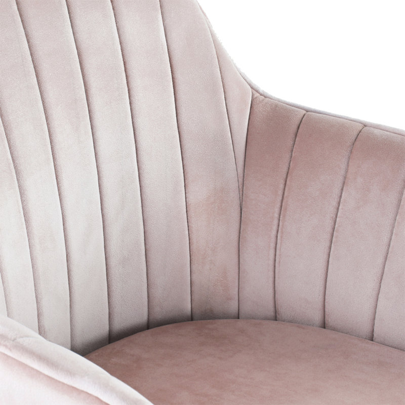 Taraji 46cm H Velvet Upholstered Metal Armchair, Silver Pink, Gold