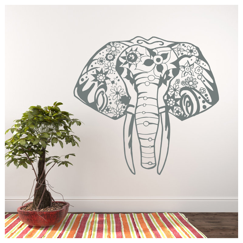 Décalcomanie murale éléphant yoga Litton, Gris