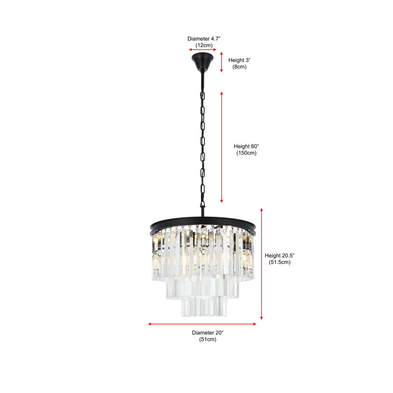 Yazmin 6 - Light Crystal Pendant, Crystal (Clear), Mocha Brown