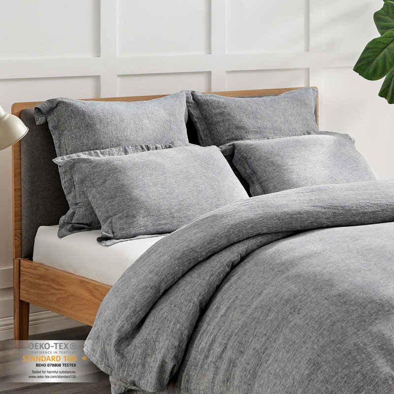 Heathered Stone Gray Linen Standard Sham