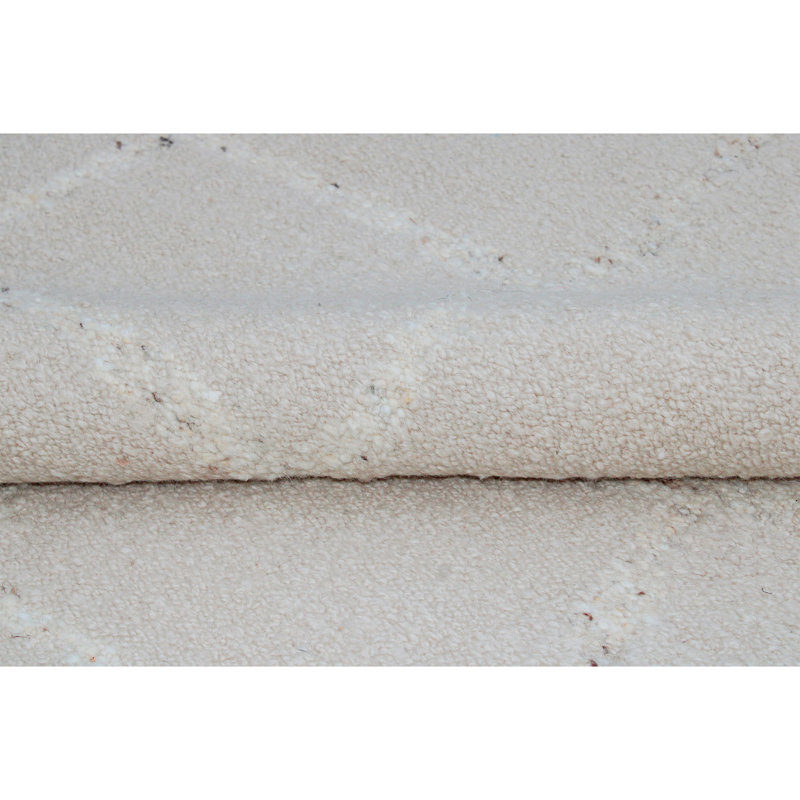 Wool Geometric Area Rug in Gray/White, Rectangle 10' x 14'