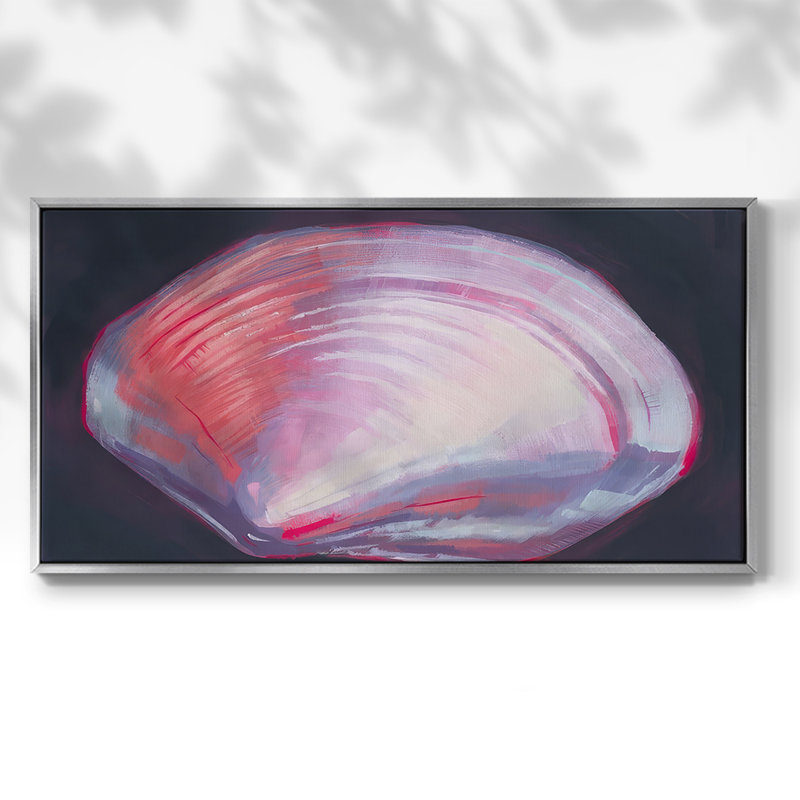 Neon Shell II - Toile tendue avec châssis encadré - Prêt à être accroché, H 25 po x l 49 po, Argent argent