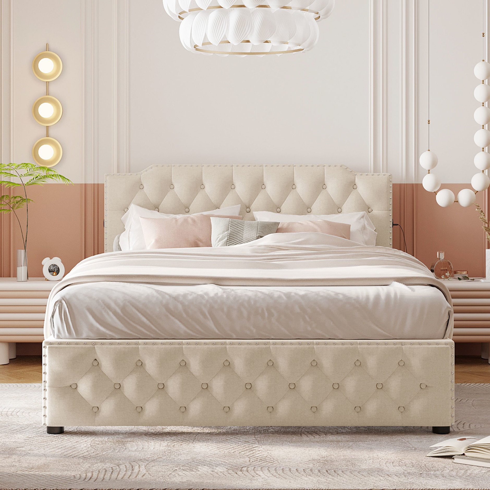 Lark Manor™ Upholstered Bed For Queen With Twin Trundle And Slots ...