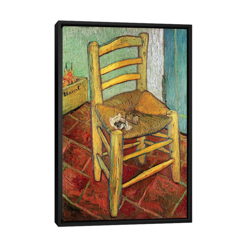 «Vincent's Chair, 1888» par Vincent van Gogh, reproduction sur toile, H 26 po x l 18 po x P 1,5 po, Toile encadrée noire