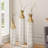 Medhansh White and Gold Floor Vase, Large Metal Floor Vase with Embossed Stripe Pattern, Antique White Finish (Set of 3)