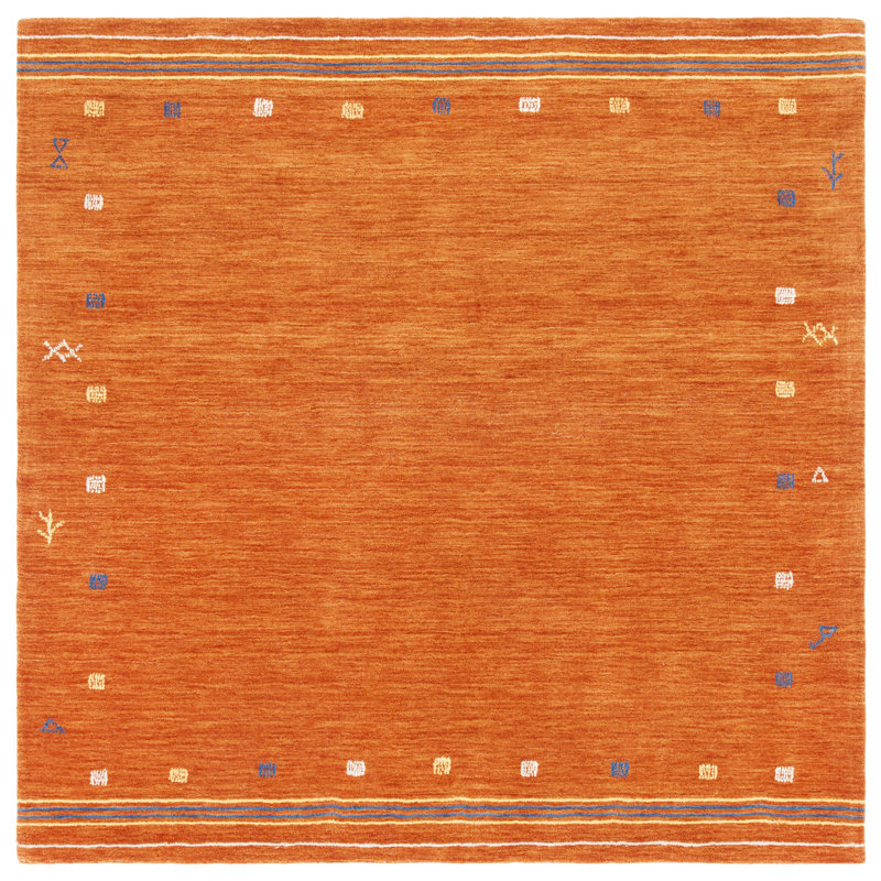 Tapis rouille en laine Danette, Carré 8 pi