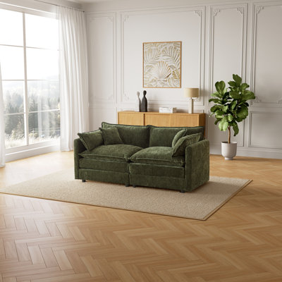 Canapé recouvert de chenille, design ergonomique, élégant et facile à installer