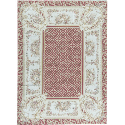 Hand-Knotted High-Quality Red and Beige Area Rug