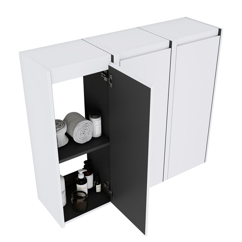 Armoire latérale de salle de bain 36 po, 3 portes à fermeture douce, montage flottant, 12 * 3 (emballage KD)