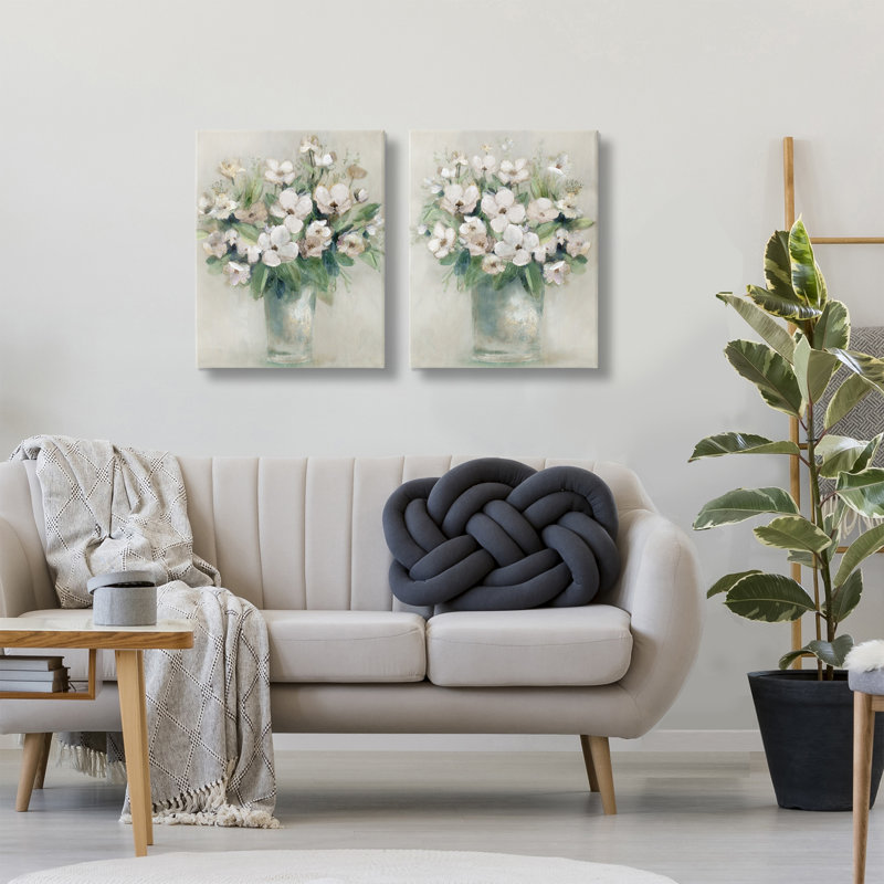«Soft Bouquets of Dogwood», ensemble d'art mural sur toile 2 pièces, design par Carol Robinson, H 20 po x l 16 po