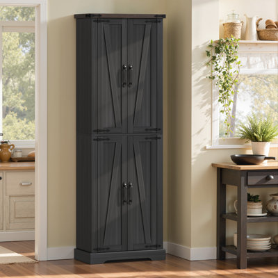72" Pantry Cabinet, Kitchen Storage Cabinet for Dining Room, Black