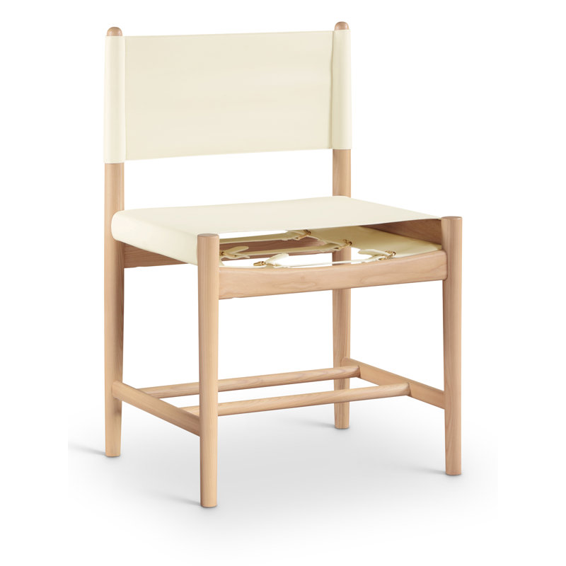 Chaise rembourrée en cuir Rawlins, Crème végétalien en cuir, Naturel