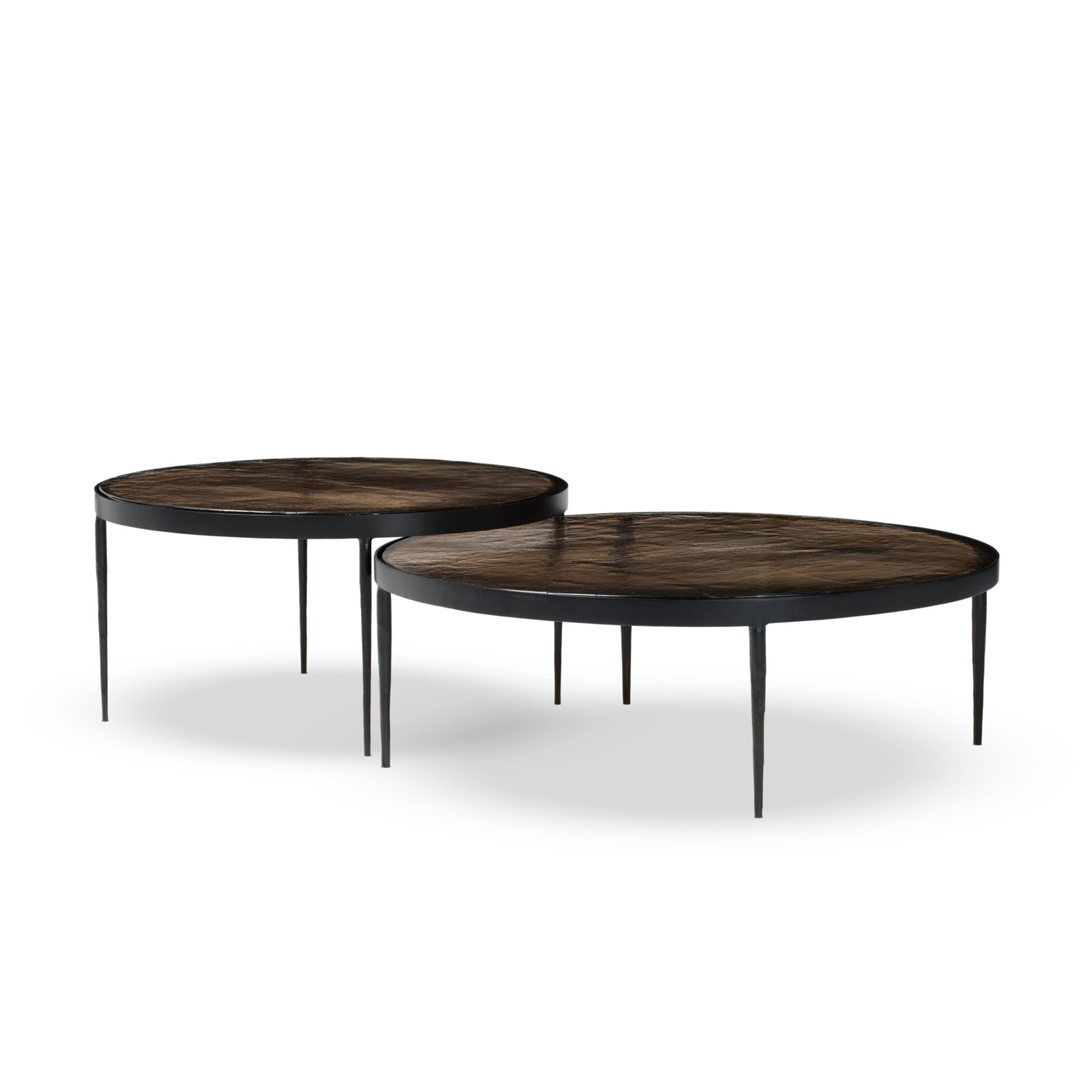 Abelina 40" Glass Nesting Coffee Table, Smoked Brown Cast Glass