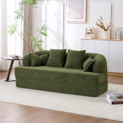 70''2-in-1 Folding Convertible Chenille Compressed Sofa bed
