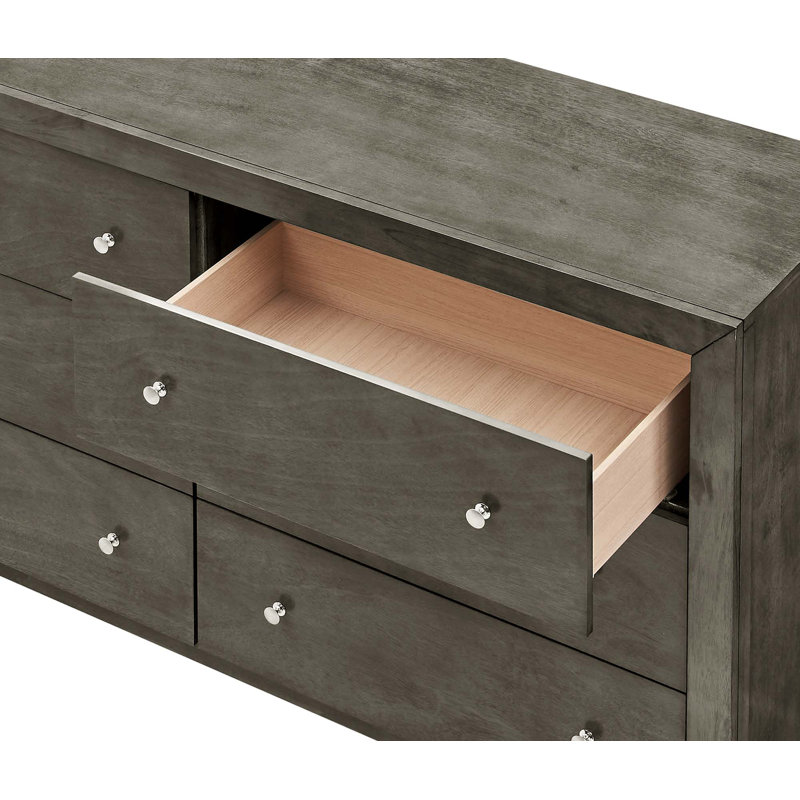 Commode 6 tiroirs, armoire de rangement, Gris