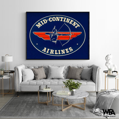 «Mid-Continent» par Retrotravel, impression d'affiche rétro bleu marine, idée de cadeau de retraite de pilote, cadeau d'agent de bord