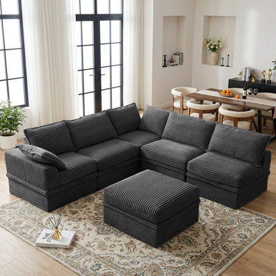 Canapé modulaire 107 po, canapé-lit convertible 6 pièces, canapé-lit en forme de U / L avec rangement sous le siège et repose-pieds pour le salon