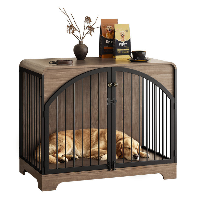 Cage pour chien, Grand (H 33,38 po x l 40,2 po x P 23,6 po), Grey Brown